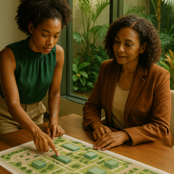 built environment and infrastructure advisory with Caribbean consultants reviewing a master plan