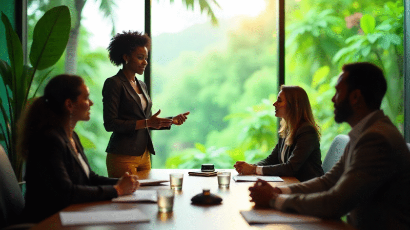 A team of Caribbean professionals collaborating on a premium consulting engagement for Konstructive Global's Keystone Package